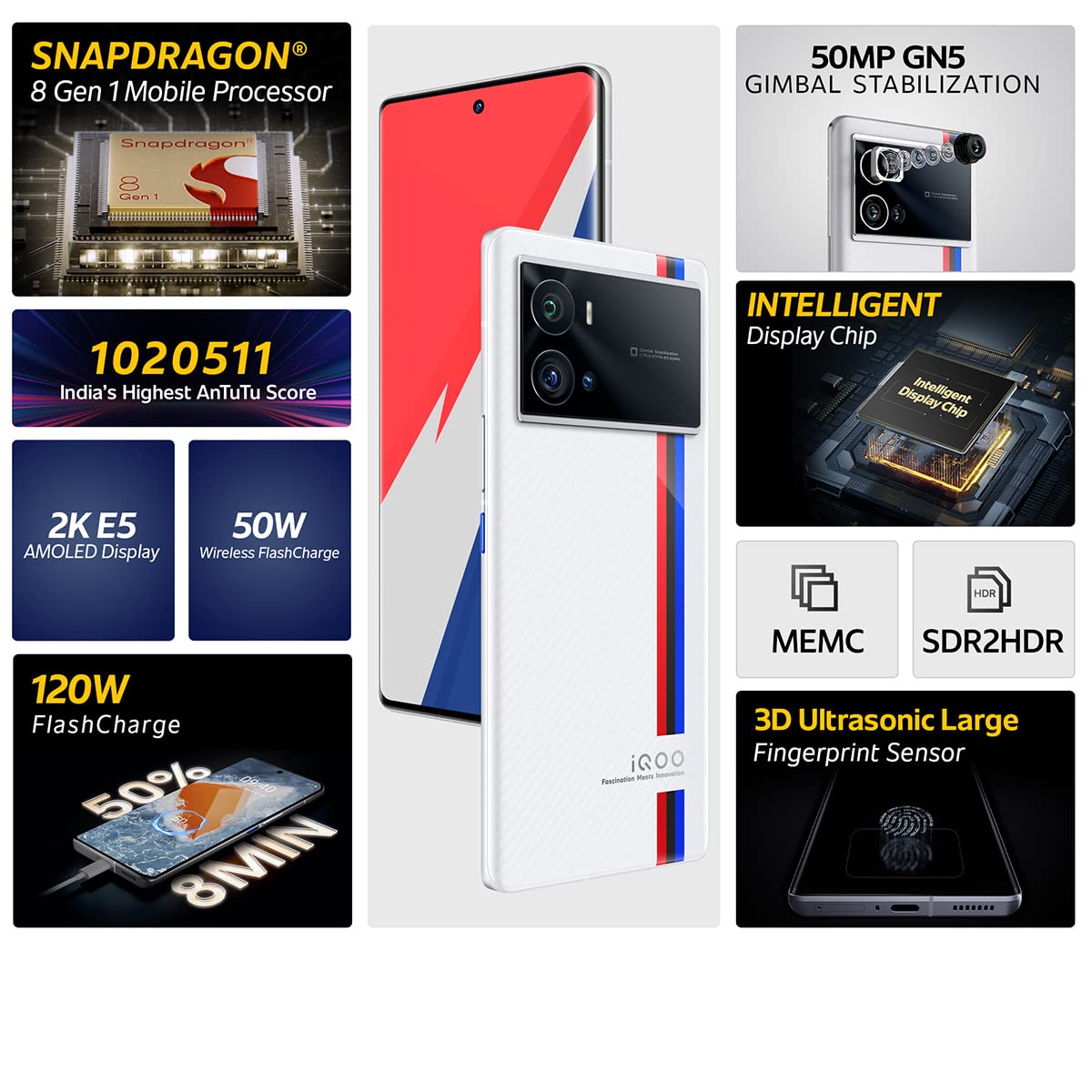 iQOO 9 Pro 5G (Legend, 8GB RAM, 256GB Storage) | Snapdragon 8 Gen